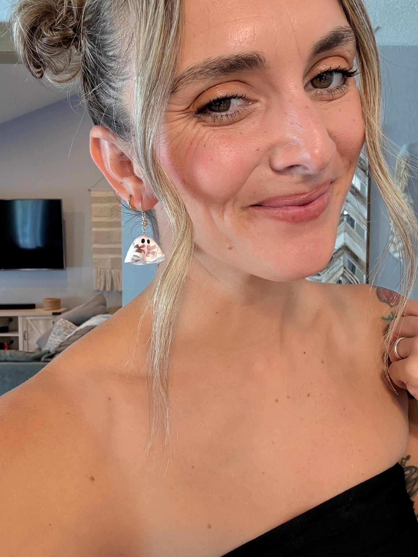 Artsy Floral Ghost Earrings