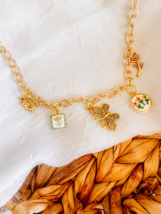 Butterfly Charm Necklace - Chunky Chain