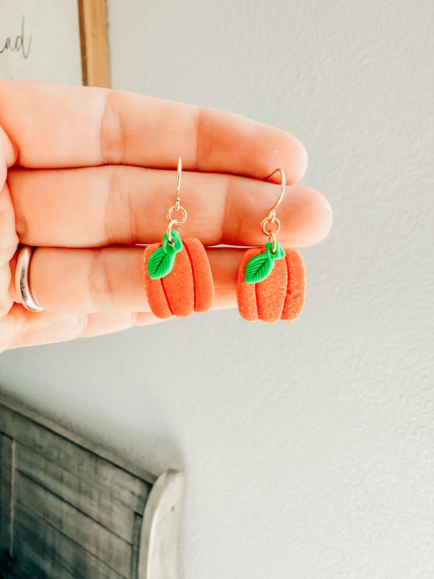 Glitter Pumpkin Earrings and Necklace