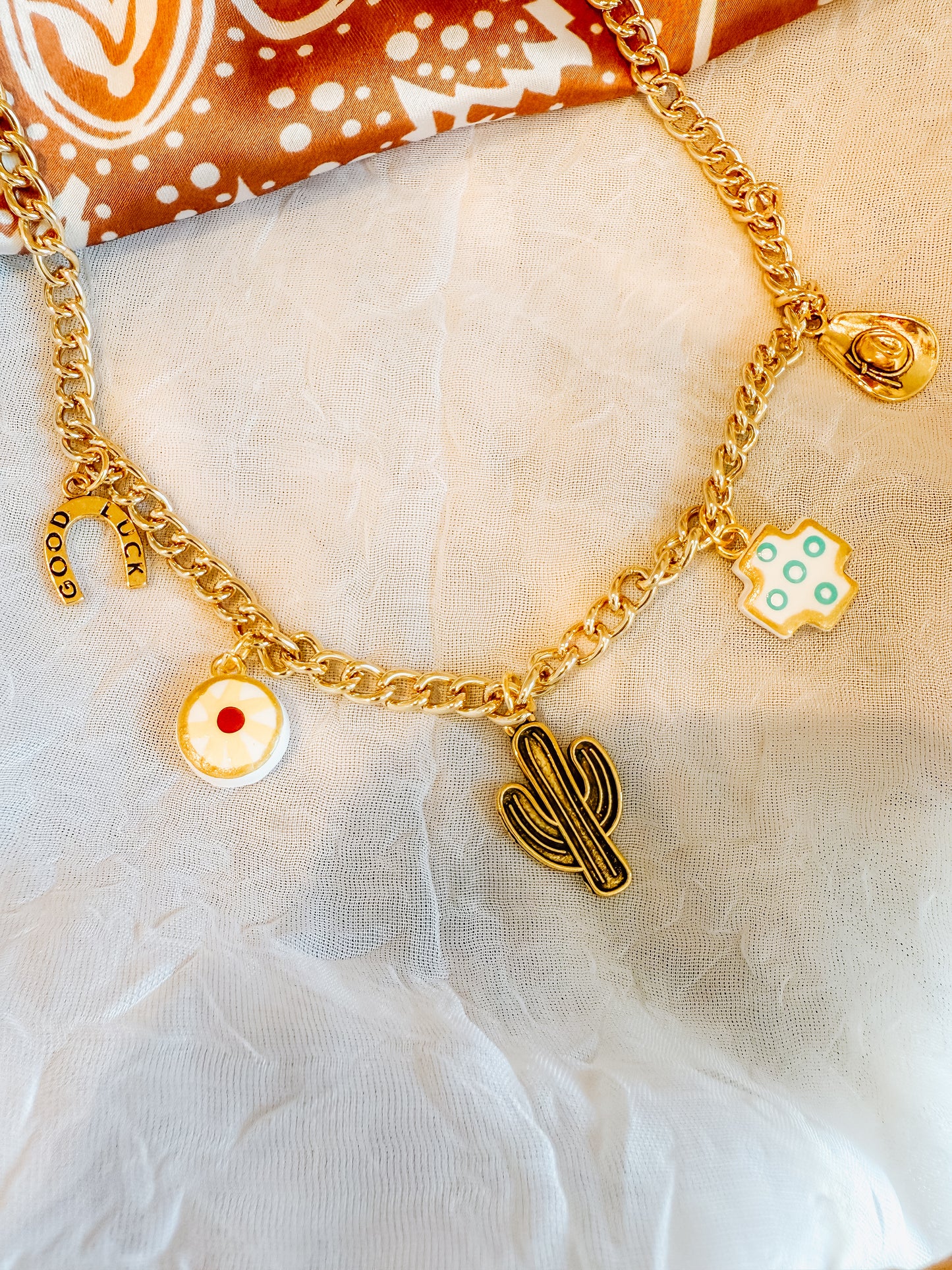 Cactus & Flower Charm Necklace
