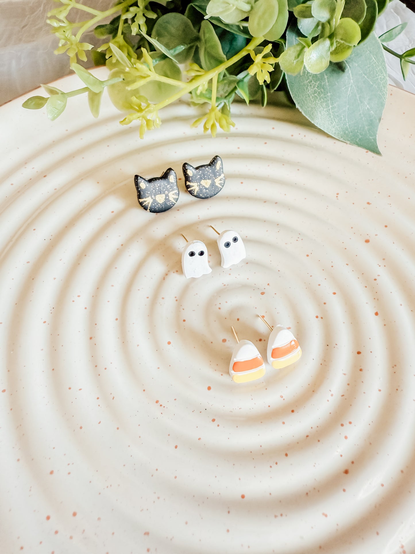Spooky Cat, Ghost, Candy Corn Studs