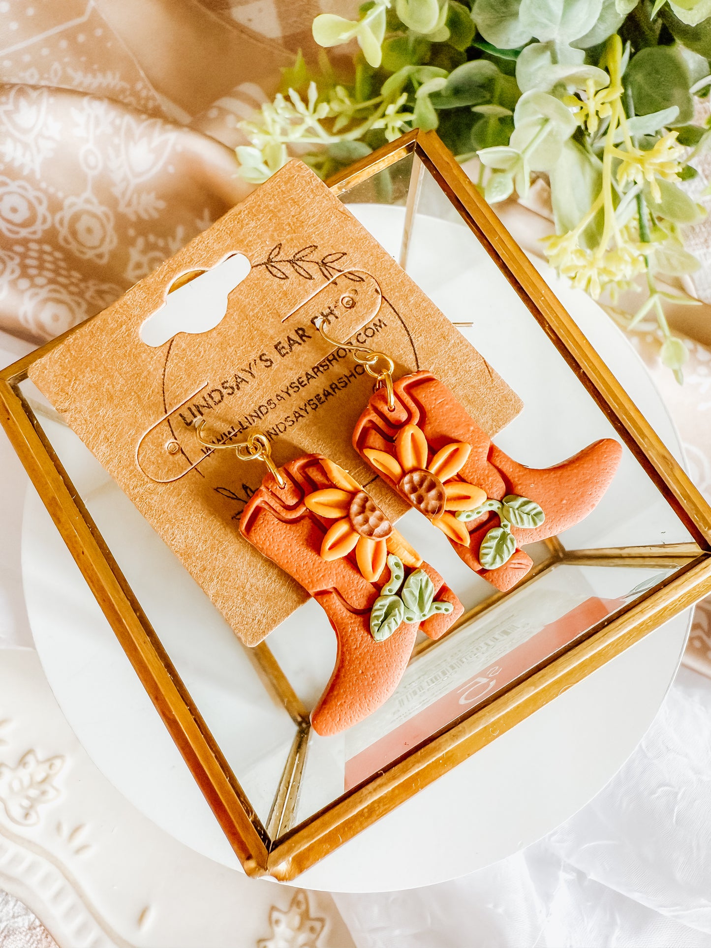 Sunflower Cowboy Boots Dangles