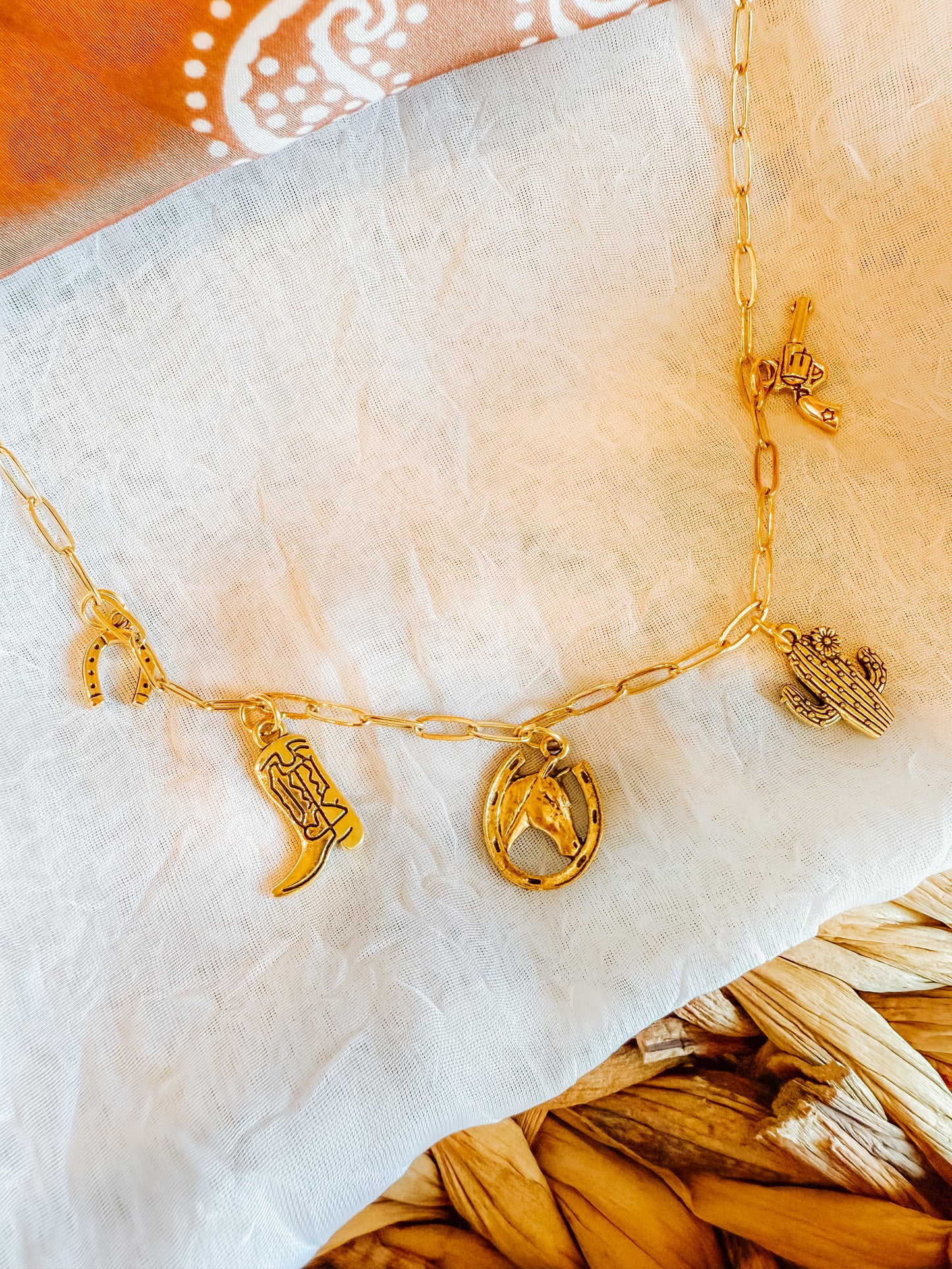 Horsey Cactus Gold Charm Necklace