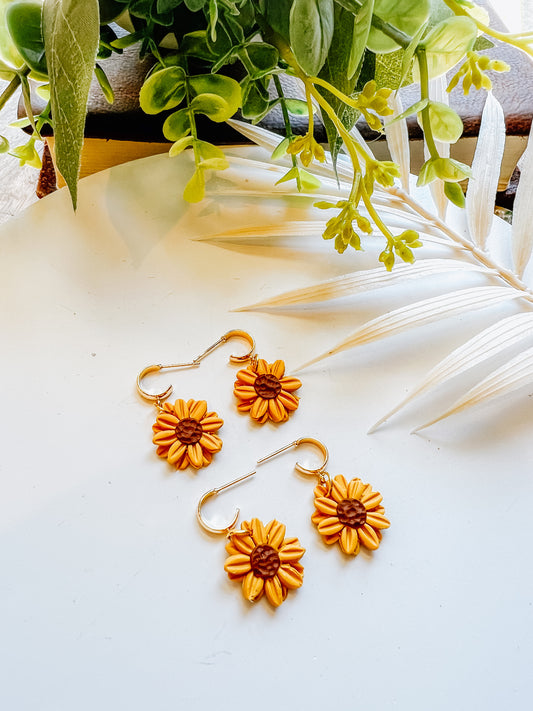 Sunflower huggie Dangles