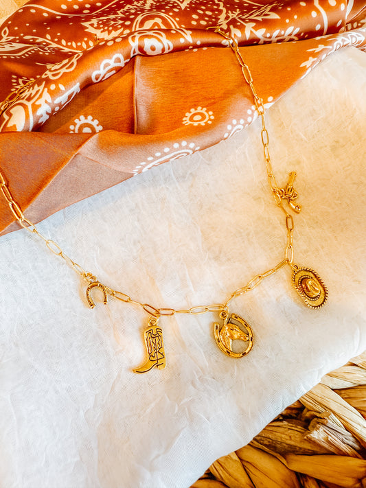 Horsey Gold Charm Necklace
