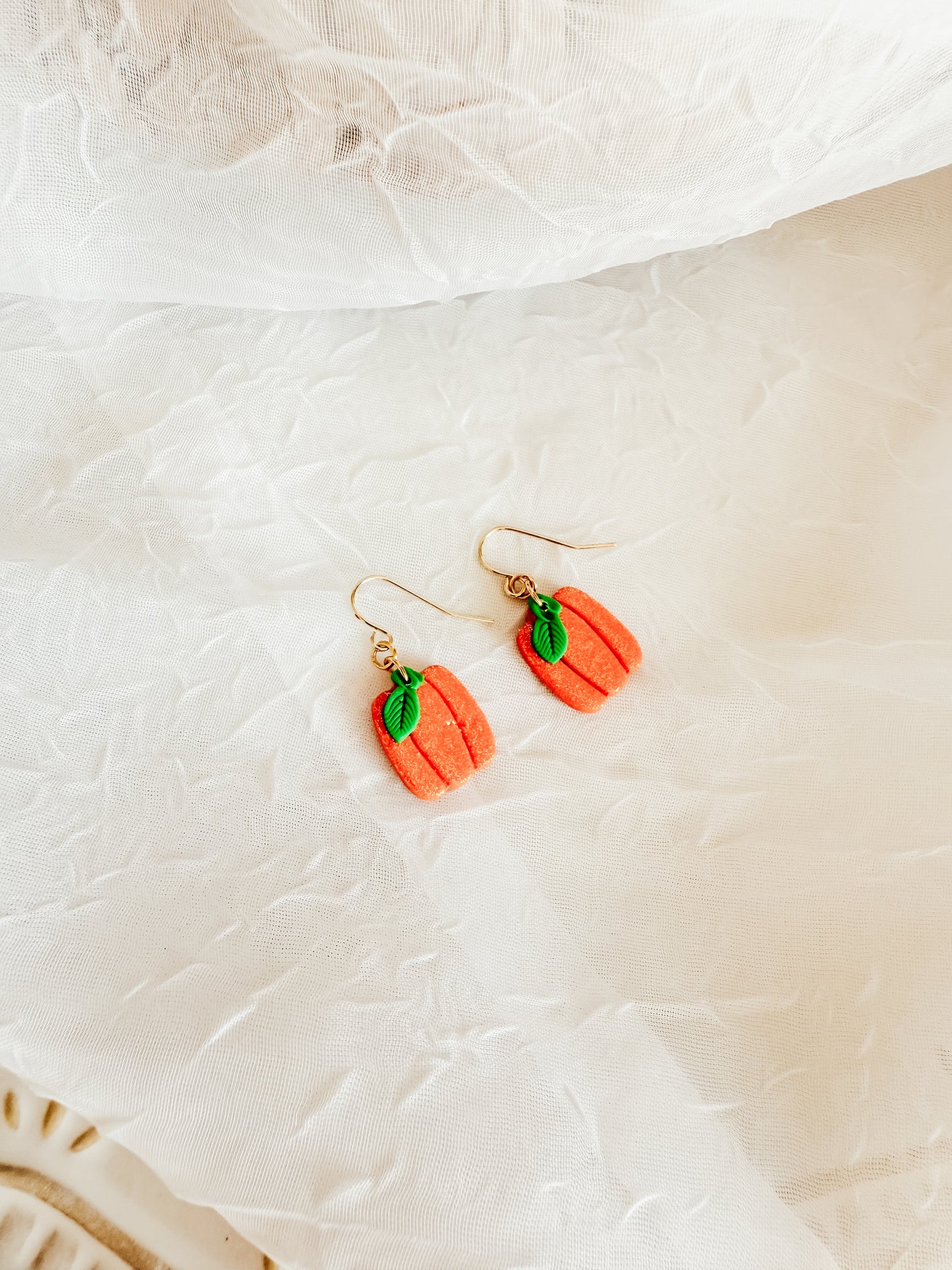 Glitter Pumpkin Earrings and Necklace