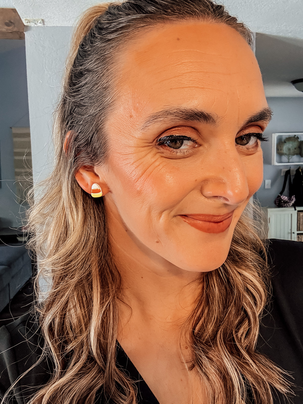 Mini Candy Corn, Pumpkin & Cat Halloween Studs