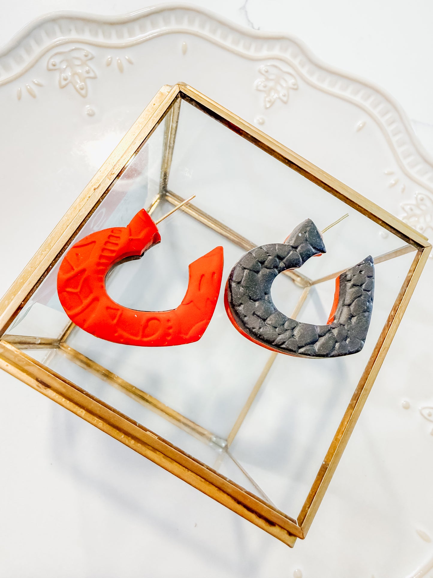 Classy and Sassy Red & Black Heart Hoops
