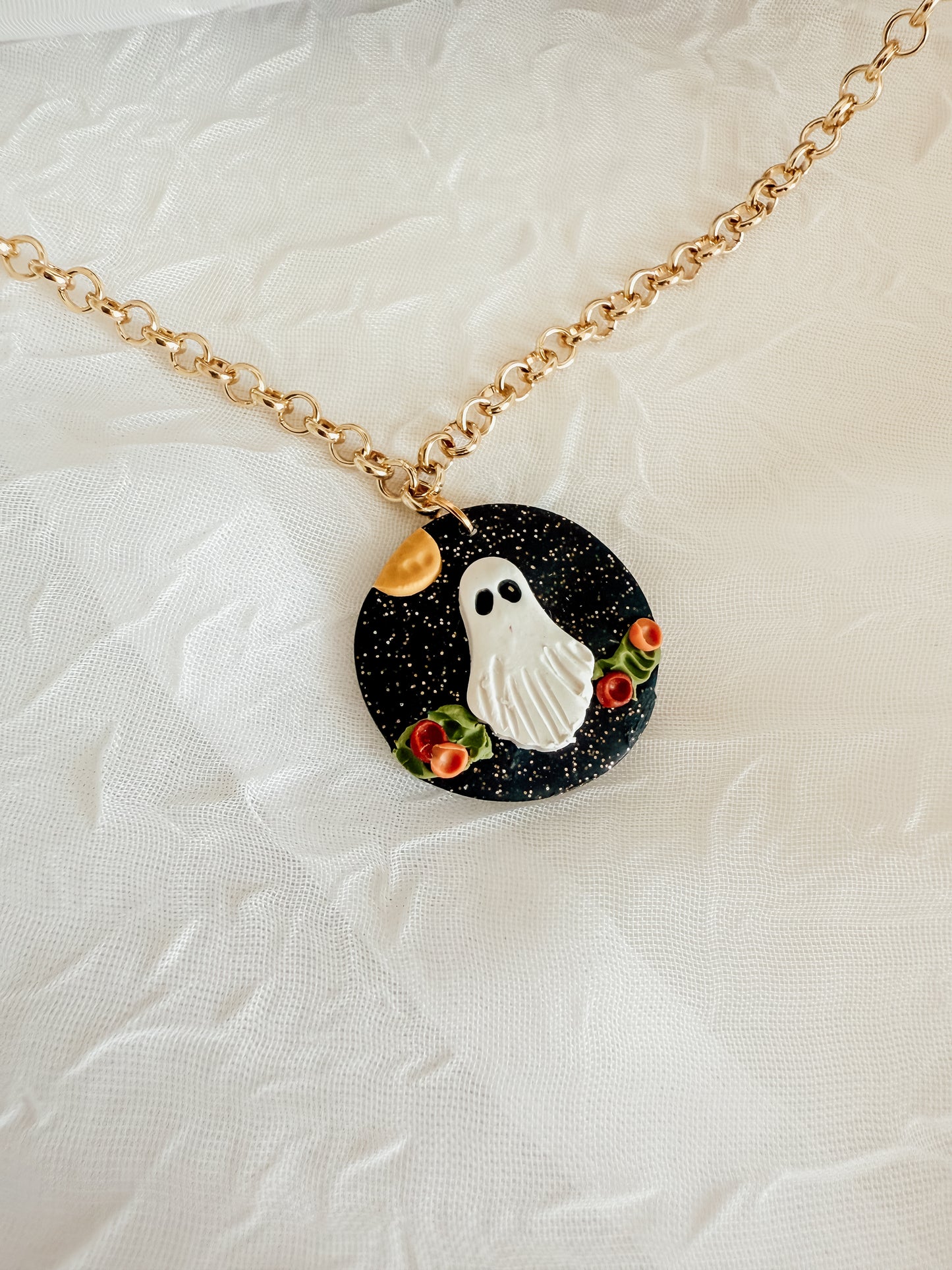 Ghost in the Flowers Earrings and Necklace
