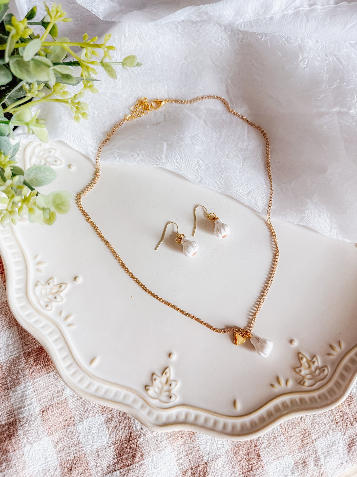 Garlic Earrings and Necklace