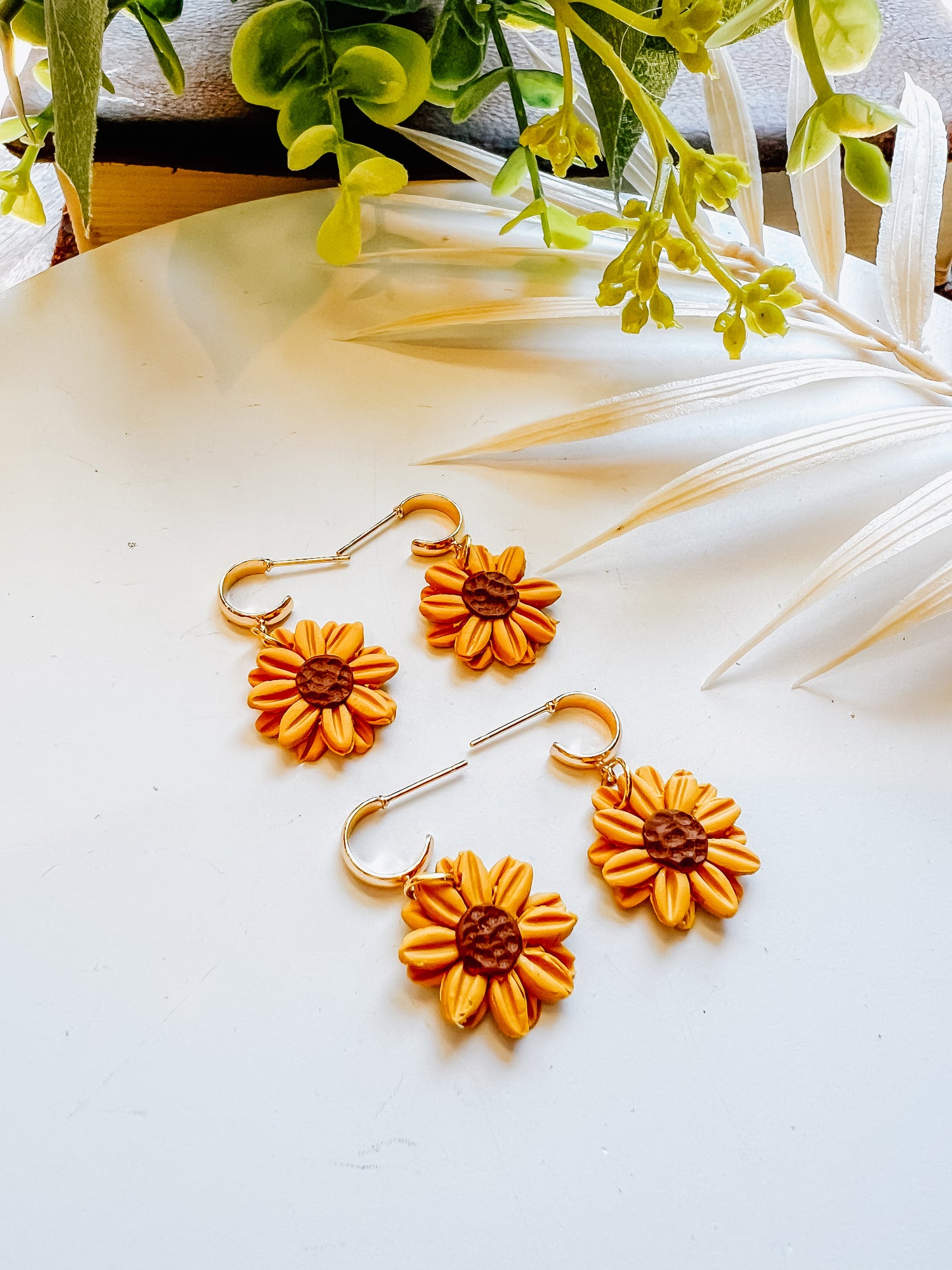 Sunflower huggie Dangles