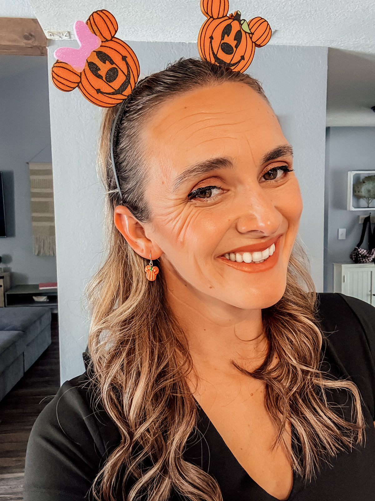 Pumpkin Mickey Ears & Earrings