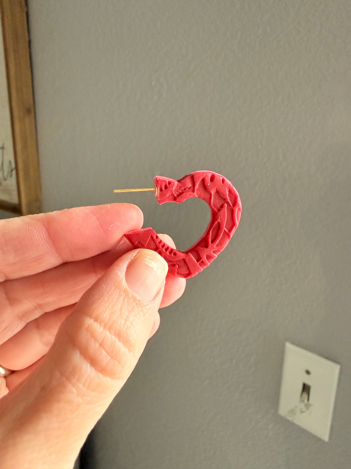Pink & Red Lace Heart Hoops
