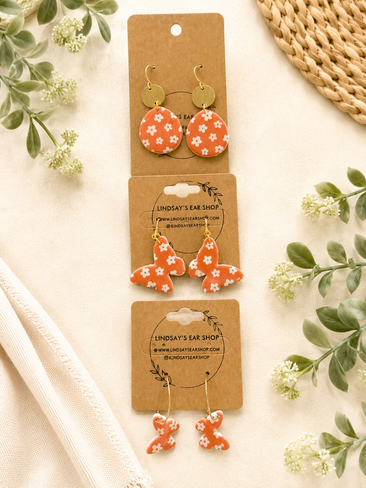 Coral Floral Earrings