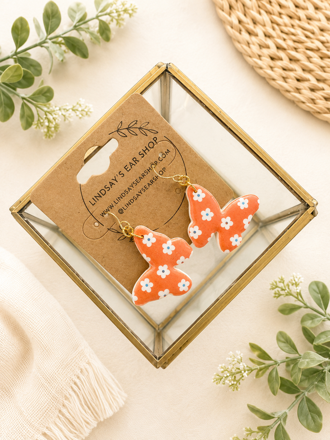 Coral Floral Earrings