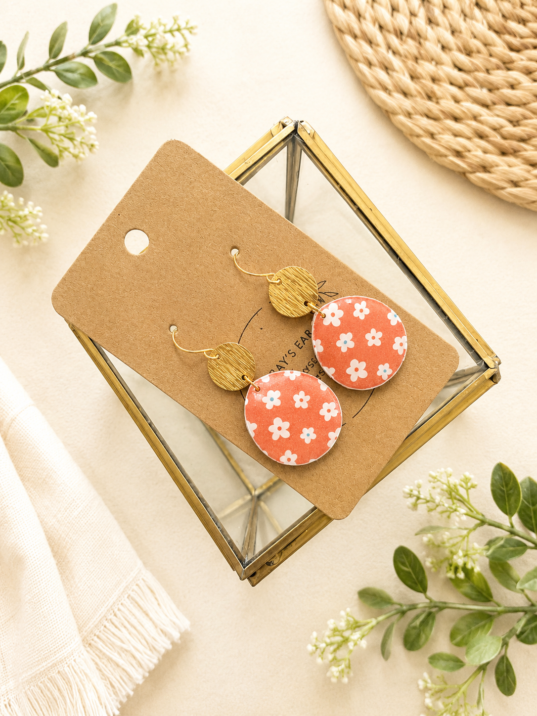 Coral Floral Earrings
